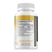 Load image into Gallery viewer, BUY High Dose Vitamin C 1500mg FORTE NATURALS LIPOSOMAL COMPLEX Supplement supplement fact panel ingredients
